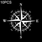 10 adesivi per auto con bussola Art Design in vinile NSWE, nero/argento, 10 PCS White + Black, 10 PCS Black + White