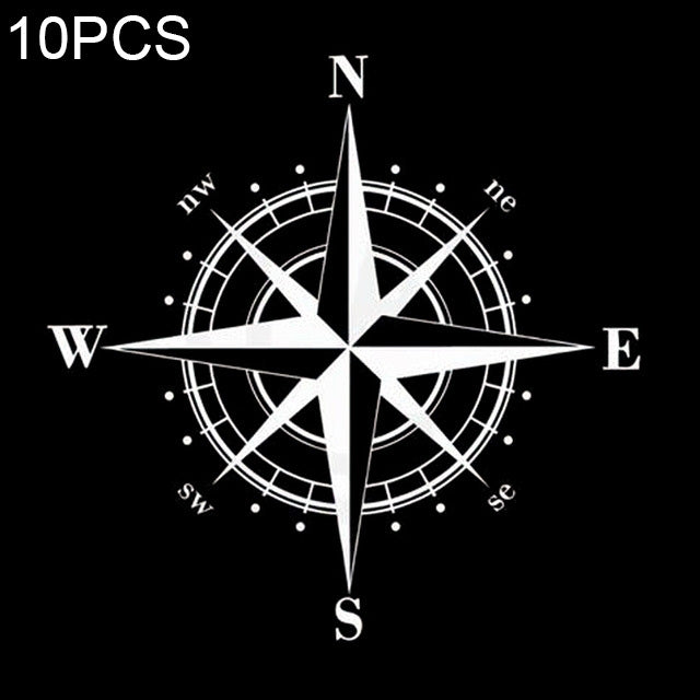 10 adesivi per auto con bussola Art Design in vinile NSWE, nero/argento, 10 PCS White + Black, 10 PCS Black + White