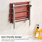 Sedia da doccia relax pieghevole in legno fissata al muro Sedile solido, Folding Solid Chair