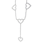 Cinture di strass sexy con catena a cuore vintage, lunghezza: 120 cm