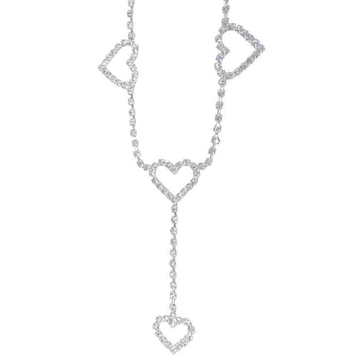 Cinture di strass sexy con catena a cuore vintage, lunghezza: 120 cm