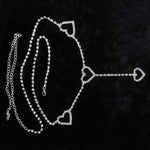 Cinture di strass sexy con catena a cuore vintage, lunghezza: 120 cm