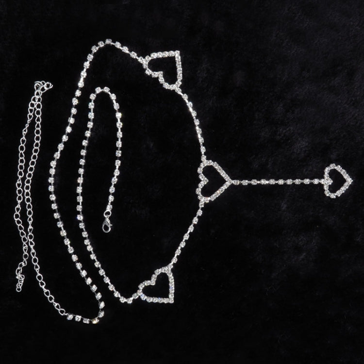 Cinture di strass sexy con catena a cuore vintage, lunghezza: 120 cm