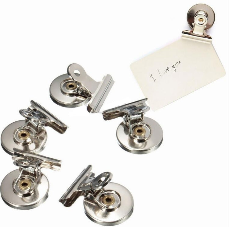 20 PCS Fermacarte a testa tonda in acciaio inossidabile Graffetta Cartella per ufficio Frigorifero Memo Clip da parete, Wall Memo Clip