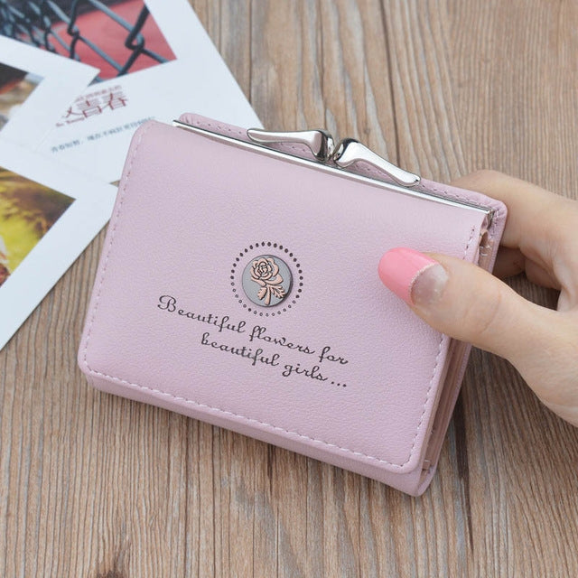 Portamonete pieghevole da donna corto semplice con fiori vintage