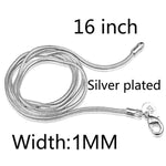 Collana a catena in osso di serpente placcato argento Collana sottile femminile, 1mm 16 inch, 1mm 18 inch, 1mm 20 inch, 1mm 22 inch, 1mm 24 inch, 1mm 26 inch, 1mm 28 inch, 1mm 30 inch, 2mm 16 inch, 2mm 18 inch, 2mm 20 inch, 2mm 22 inch, 2mm 24 inch