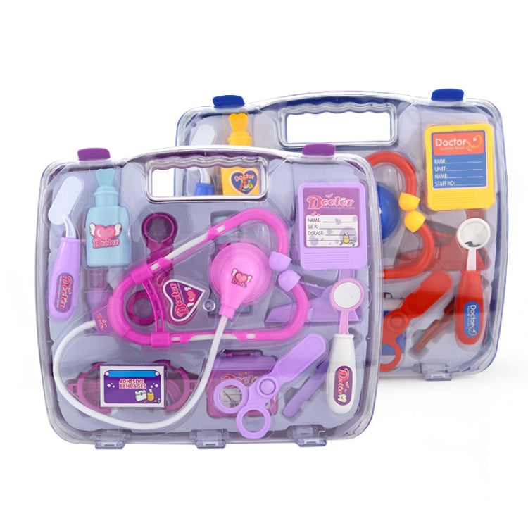 Set di stetoscopi di simulazione Scatola di medicinali portatile Giocattolo per giochi di ruolo da medico per bambini, Stethoscope Set (Purple), Stethoscope Set (Blue)