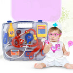 Set di stetoscopi di simulazione Scatola di medicinali portatile Giocattolo per giochi di ruolo da medico per bambini, Stethoscope Set (Purple), Stethoscope Set (Blue)