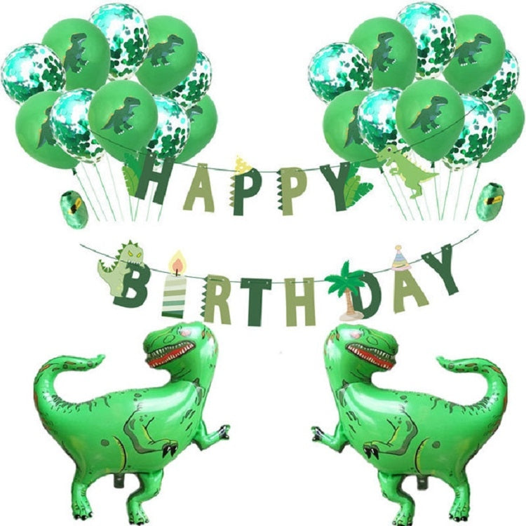 Set per feste a tema dinosauro Lettera di compleanno Tirare bandiera Pellicola in alluminio Paillettes Dinosauro Palloncino Decorazione per compleanno per bambini, Dinosaur Theme Party Set