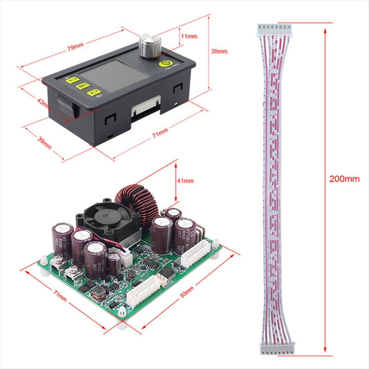 Modulo alimentazione buck DC regolabile 50V 20A con display LCD