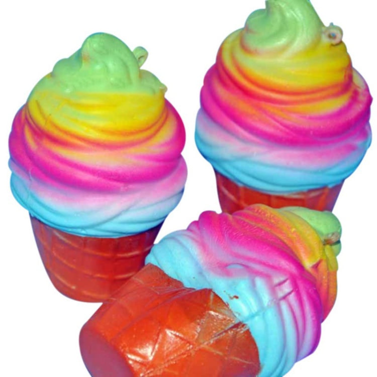 Set 2 giocattoli decompressione cono gelato arcobaleno 10 cm