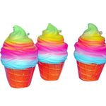 2 giocattoli di decompressione del cono gelato arcobaleno con corda, rainbow ice cream