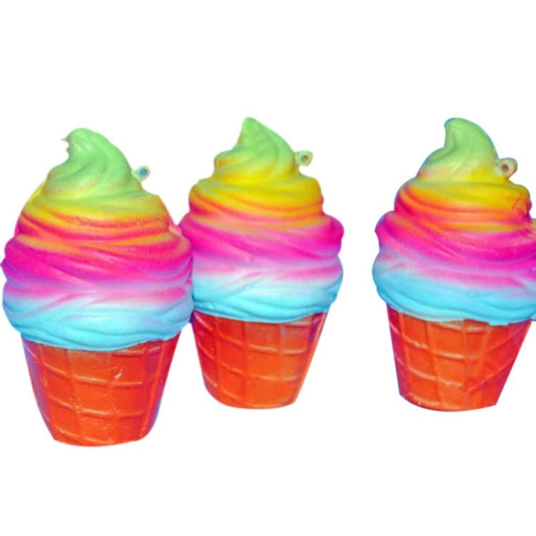 2 giocattoli di decompressione del cono gelato arcobaleno con corda, rainbow ice cream