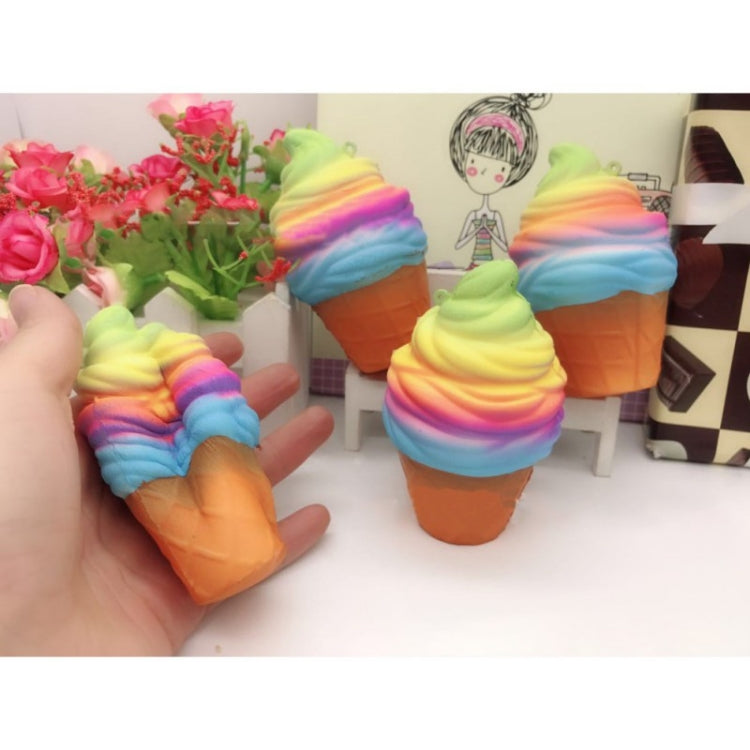 2 giocattoli di decompressione del cono gelato arcobaleno con corda, rainbow ice cream