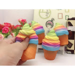 2 giocattoli di decompressione del cono gelato arcobaleno con corda, rainbow ice cream