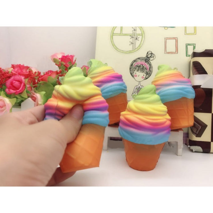 2 giocattoli di decompressione del cono gelato arcobaleno con corda, rainbow ice cream
