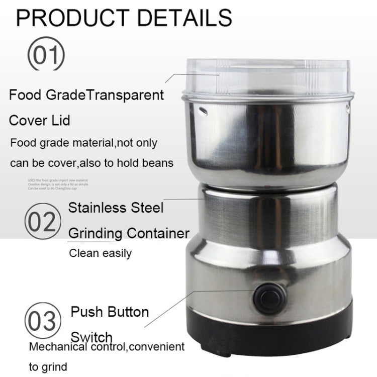 Macinacaffè elettrico multifunzionale con spina europea per erbe/spezie/noci/cereali/macinazione di chicchi di caffè, Coffee Grinder, EU Plug