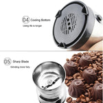 Macinacaffè elettrico multifunzionale con spina europea per erbe/spezie/noci/cereali/macinazione di chicchi di caffè, Coffee Grinder, EU Plug
