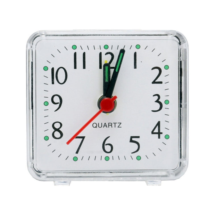 Sveglia quadrata con custodia trasparente, orologio elettronico da ufficio, da comodino, digitale compatto, per mini camera da letto