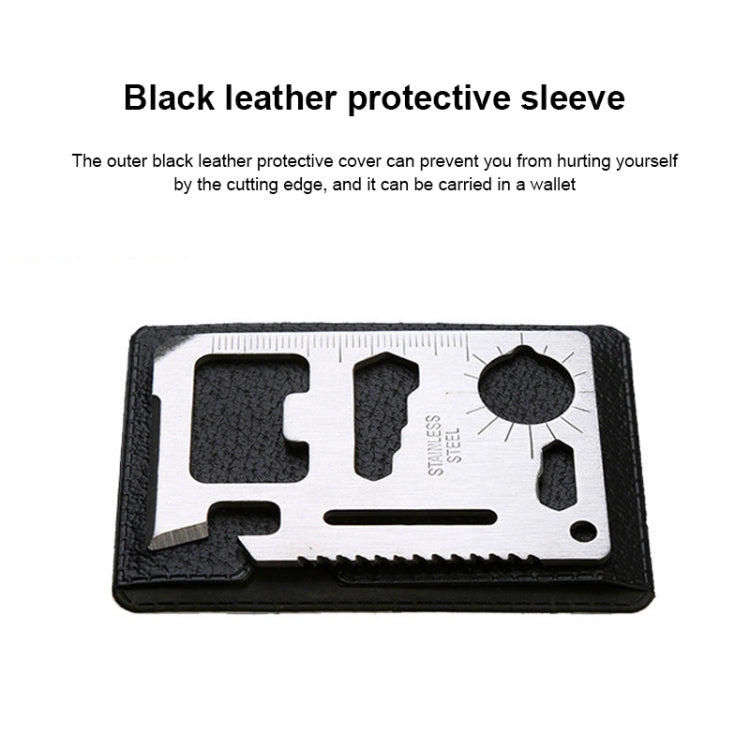 100 pezzi 11 in 1 taglierina portatile multifunzione per carte da esterno in acciaio inossidabile con custodia in pelle, dimensioni: 6,9 x 4,5 cm, 10 PCS