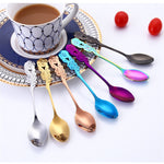 Piccolo mini cucchiaio da caffè con fiore di rosa in acciaio inossidabile, cucchiaio da tè, cucchiaino da tè, cucchiaio da dessert, stoviglie con manico lungo