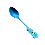 Piccolo mini cucchiaio da caffè con fiore di rosa in acciaio inossidabile, cucchiaio da tè, cucchiaino da tè, cucchiaio da dessert, stoviglie con manico lungo