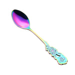 Piccolo mini cucchiaio da caffè con fiore di rosa in acciaio inossidabile, cucchiaio da tè, cucchiaino da tè, cucchiaio da dessert, stoviglie con manico lungo