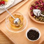 2 pezzi in acciaio inossidabile pratico a forma di cuore con infusore per tè e cucchiaio, Heart Shape Tea Infuser