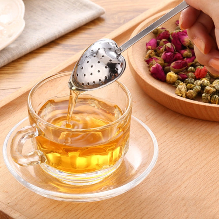2 pezzi in acciaio inossidabile pratico a forma di cuore con infusore per tè e cucchiaio, Heart Shape Tea Infuser