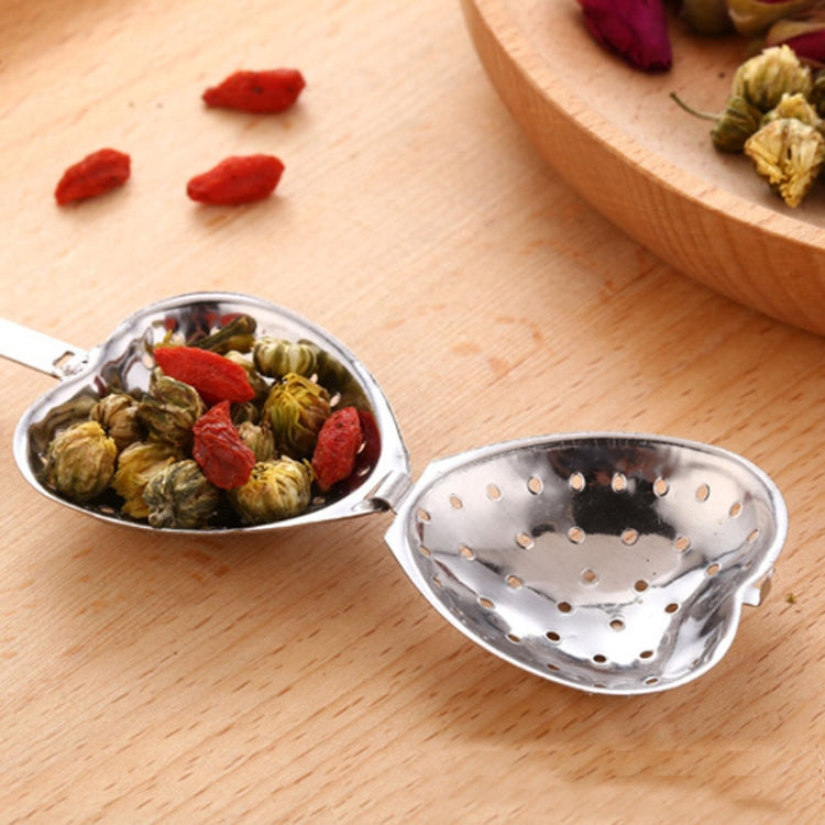 2 pezzi in acciaio inossidabile pratico a forma di cuore con infusore per tè e cucchiaio, Heart Shape Tea Infuser