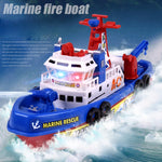 Giocattolo per doccia per bambini con barca dei pompieri da pesca elettrica con getto d'acqua e funzione di luce e suono, Electric Fishing Fire Boat