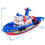 Giocattolo per doccia per bambini con barca dei pompieri da pesca elettrica con getto d'acqua e funzione di luce e suono, Electric Fishing Fire Boat