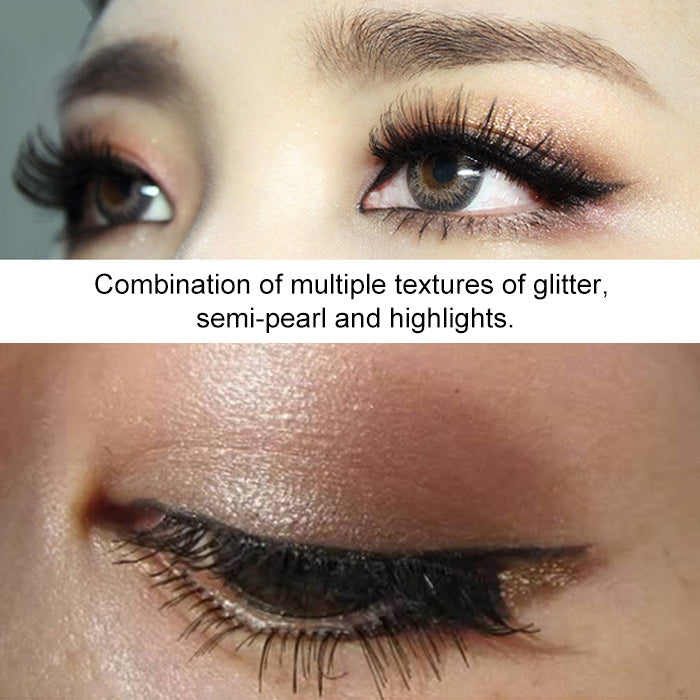 Palette di ombretti professionali per il trucco degli occhi Palette per il trucco dei cosmetici Gold Smoky Ombretto con glitter brillanti e diamanti