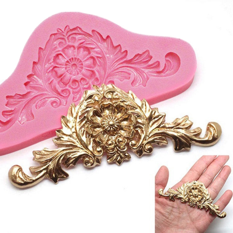 2 pezzi vintage in rilievo fondente stampo in silicone corte pizzo fiore vite DOY strumento per torte da forno, Lace Flower Vine(Pink), Lace Flower Vine(Gray)