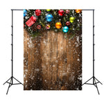 Panno di sfondo per fotografia di bambini da parete in legno con scena di neve 3D nostalgica da 1,5 x 2,1 m