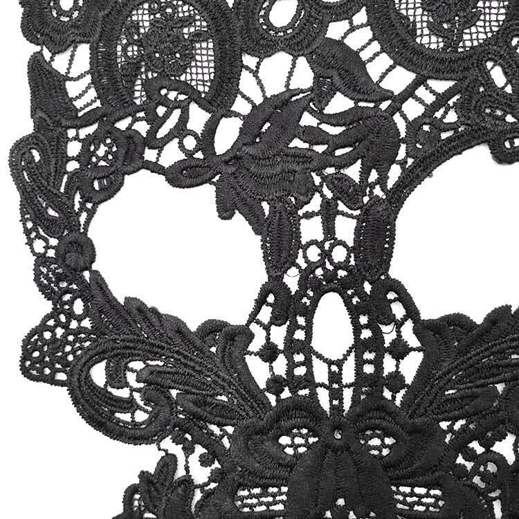 Adesivo in tessuto ricamato con testa di teschio tridimensionale in pizzo, accessori di abbigliamento fai da te, dimensioni: circa 31 x 21 cm, Black, Light Brown, Apricot, White