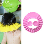 Cuffia per doccia sicura per bambini da 3 pezzi Cappello per visiera da bagno per bambini Cuffia per doccia regolabile per bambini Proteggi gli occhi Scudo per il lavaggio dei capelli per bambini Cappellino impermeabile, Pink+wave, Pink+earflaps       ...