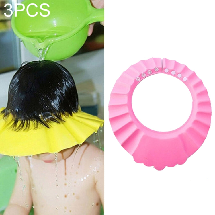 Cuffia per doccia sicura per bambini da 3 pezzi Cappello per visiera da bagno per bambini Cuffia per doccia regolabile per bambini Proteggi gli occhi Scudo per il lavaggio dei capelli per bambini Cappellino impermeabile, Pink+wave, Pink+earflaps       ...