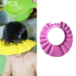 Cuffia per doccia sicura per bambini da 3 pezzi Cappello per visiera da bagno per bambini Cuffia per doccia regolabile per bambini Proteggi gli occhi Scudo per il lavaggio dei capelli per bambini Cappellino impermeabile, Pink+wave, Pink+earflaps       ...