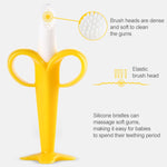 Set 3 spazzolini in silicone a forma di banana per bambini