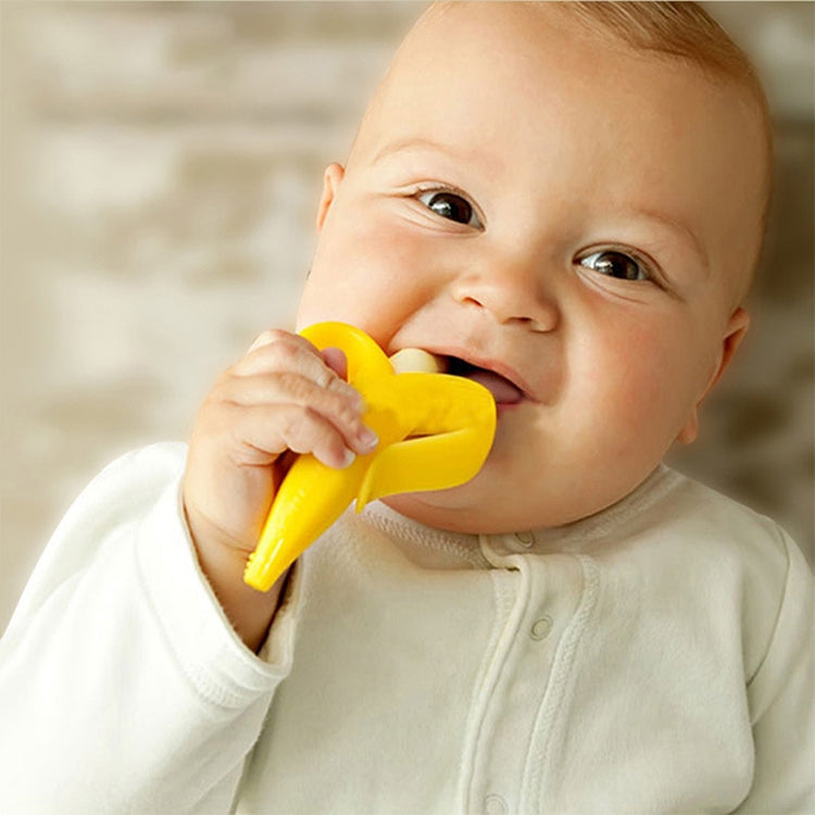 Set 3 spazzolini in silicone a forma di banana per bambini