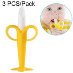 Set 3 spazzolini in silicone a forma di banana per bambini