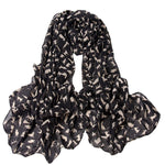 Sciarpa da donna in chiffon stampato con gatti, lunghezza: 150 cm x 60 cm