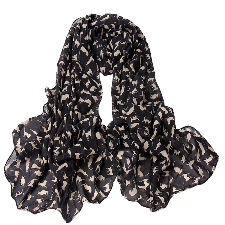 Sciarpa da donna in chiffon stampato con gatti, lunghezza: 150 cm x 60 cm