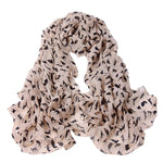 Sciarpa da donna in chiffon stampato con gatti, lunghezza: 150 cm x 60 cm