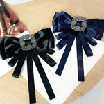 Spilla da donna con fiocco in tessuto satinato vintage con fiocco e strass quadrati