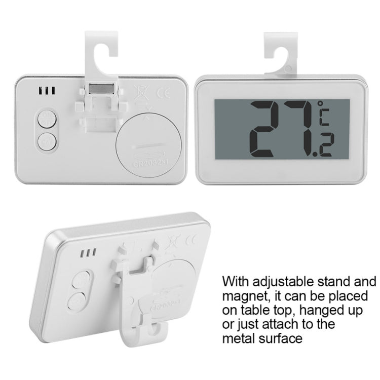Termometro per frigorifero LCD di grandi dimensioni con termometro digitale con magnete con supporto regolabile, Thermometer White