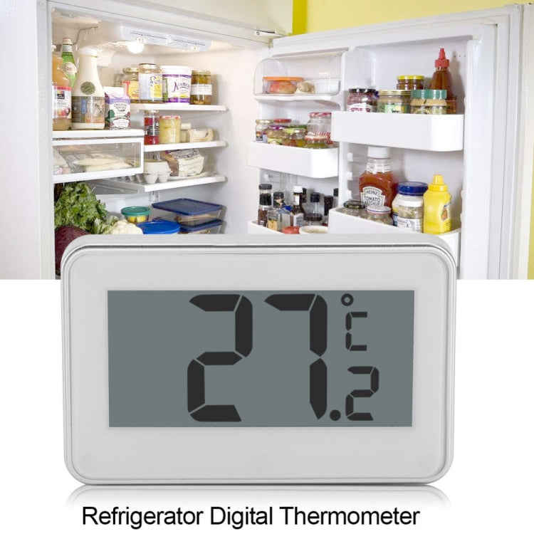 Termometro per frigorifero LCD di grandi dimensioni con termometro digitale con magnete con supporto regolabile, Thermometer White