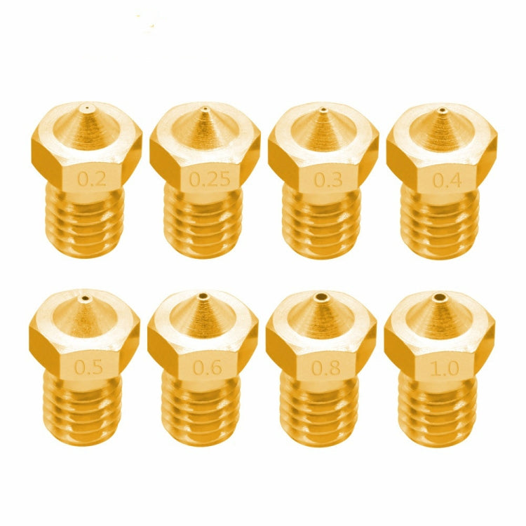 Set 8 ugelli in ottone per stampante 3D M6 1.75/3 mm
