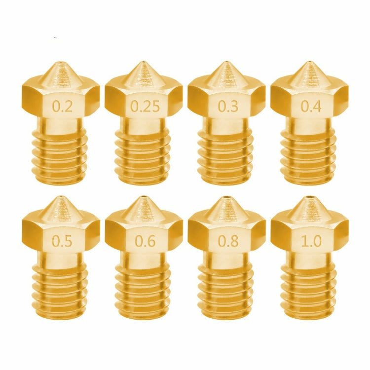 Set 8 ugelli in ottone per stampante 3D M6 1.75/3 mm